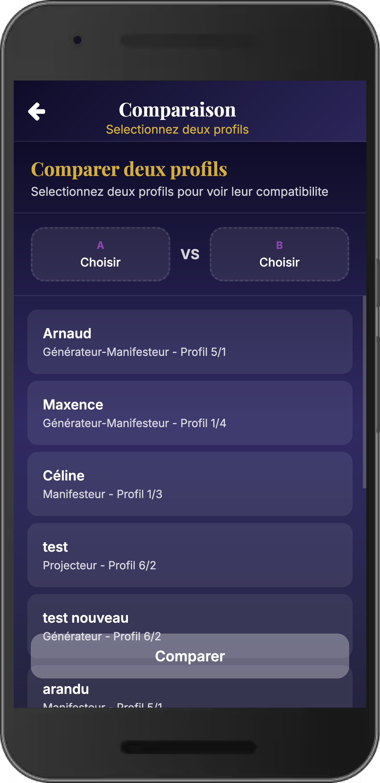 Choix de comparaison