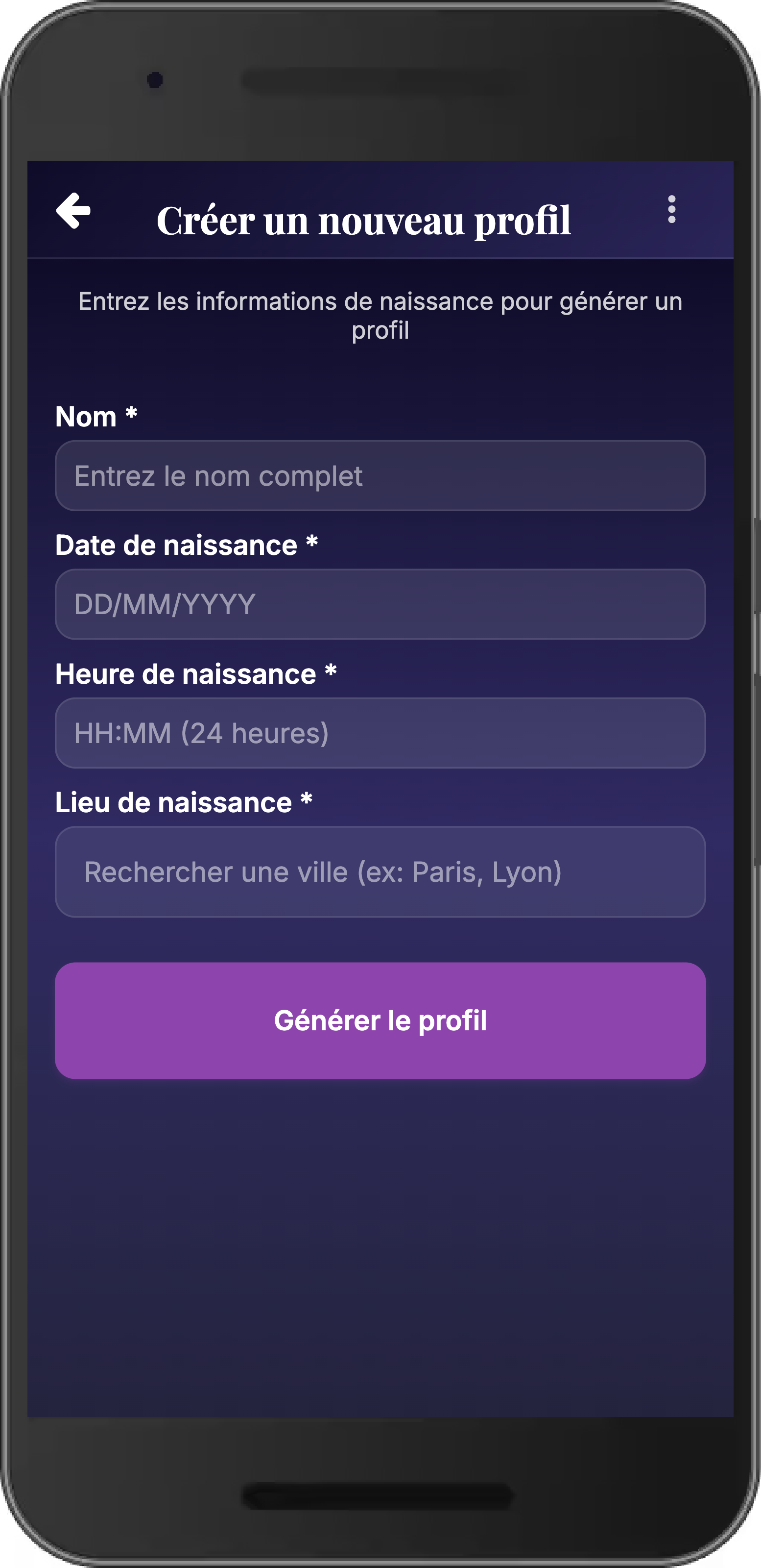 Formulaire de profil